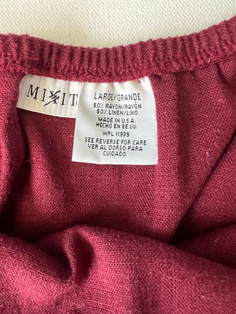 MIXIT Linen Blend Women’s Burgundy A-Line Midi Skirt - L - Picture 5 of 9